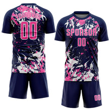 Laden Sie das Bild in den Galerie-Viewer, Custom Navy Pink-White Sublimation Soccer Uniform Jersey
