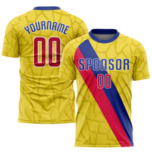 Загрузить изображение в средство просмотра галереи, Custom Gold Red-Royal Sublimation Soccer Uniform Jersey
