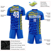 Laden Sie das Bild in den Galerie-Viewer, Custom Royal White Navy-Gold Sublimation Soccer Uniform Jersey
