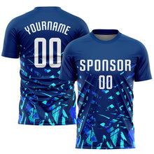 Charger l&#39;image dans la galerie, Custom Royal White-Lakes Blue Sublimation Soccer Uniform Jersey

