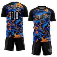 Laden Sie das Bild in den Galerie-Viewer, Custom Black Black Royal-Orange Sublimation Soccer Uniform Jersey
