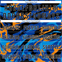 Load image into Gallery viewer, Custom Black Black Royal-Orange Sublimation Soccer Uniform Jersey
