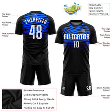 Laden Sie das Bild in den Galerie-Viewer, Custom Black White-Royal Sublimation Soccer Uniform Jersey

