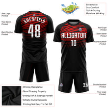 Laden Sie das Bild in den Galerie-Viewer, Custom Black White-Red Sublimation Soccer Uniform Jersey
