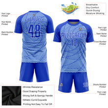 Laden Sie das Bild in den Galerie-Viewer, Custom Light Blue Royal-White Sublimation Soccer Uniform Jersey
