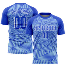 Load image into Gallery viewer, Custom Light Blue Royal-White Sublimation Soccer Uniform Jersey
