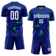 Load image into Gallery viewer, Custom Royal White-Kelly Green Sublimation Soccer Uniform Jersey

