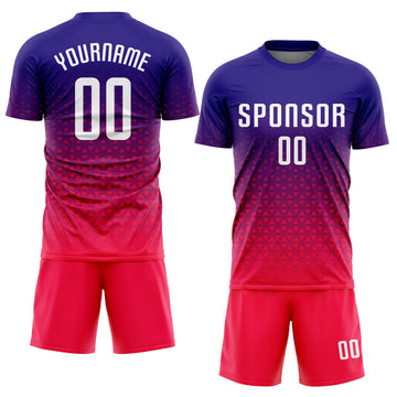 Custom Purple White-Hot Pink Sublimation Soccer Uniform Jersey