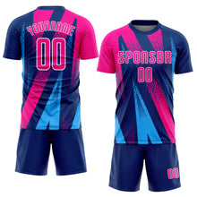 Laden Sie das Bild in den Galerie-Viewer, Custom Figure Pink-Royal Sublimation Soccer Uniform Jersey
