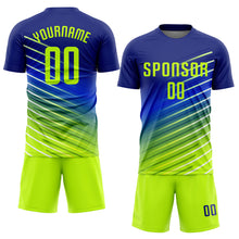 Laden Sie das Bild in den Galerie-Viewer, Custom Royal Neon Green Sublimation Soccer Uniform Jersey
