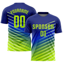 Laden Sie das Bild in den Galerie-Viewer, Custom Royal Neon Green Sublimation Soccer Uniform Jersey
