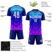 Laden Sie das Bild in den Galerie-Viewer, Custom Royal White Light Blue-Hot Pink Sublimation Soccer Uniform Jersey
