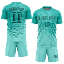 Laden Sie das Bild in den Galerie-Viewer, Custom Aqua Aqua-Black Sublimation Soccer Uniform Jersey
