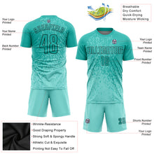 Laden Sie das Bild in den Galerie-Viewer, Custom Aqua Aqua-Black Sublimation Soccer Uniform Jersey
