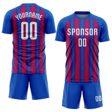 Laden Sie das Bild in den Galerie-Viewer, Custom Royal White-Red Sublimation Soccer Uniform Jersey
