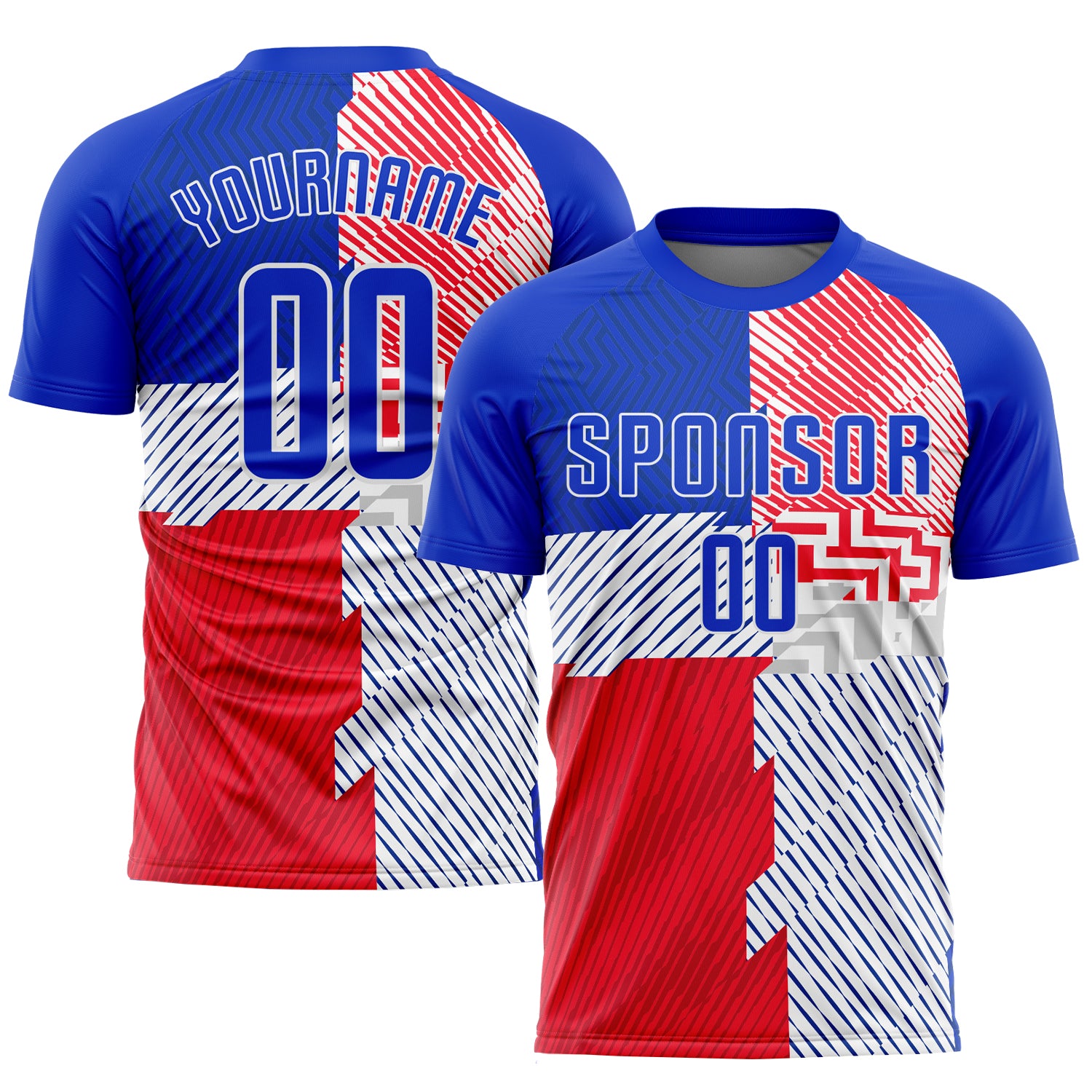 red and blue football jersey design