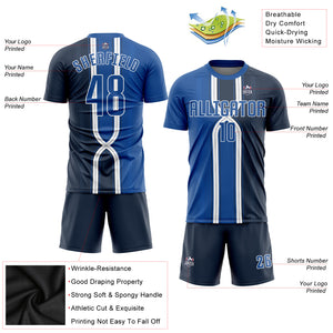 Custom Navy Royal-White Sublimation Soccer Uniform Jersey