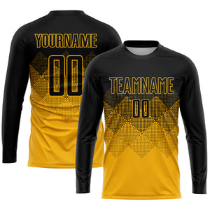 Custom Gold Black Sublimation Soccer Uniform Jersey