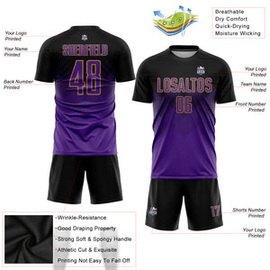 Custom Black Purple-Old Gold Sublimation Soccer Uniform Jersey
