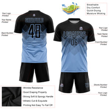 Load image into Gallery viewer, Custom Light Blue Black Sublimation Soccer Uniform Jersey
