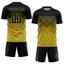 Load image into Gallery viewer, Custom Old Gold Black Sublimation Soccer Uniform Jersey
