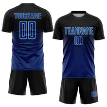 Load image into Gallery viewer, Custom Black US Navy Blue-Light Blue Sublimation Soccer Uniform Jersey

