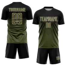 Laden Sie das Bild in den Galerie-Viewer, Custom Black Olive-Cream Sublimation Soccer Uniform Jersey

