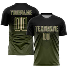 Laden Sie das Bild in den Galerie-Viewer, Custom Black Olive-Cream Sublimation Soccer Uniform Jersey
