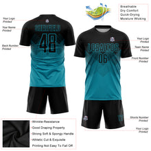 Laden Sie das Bild in den Galerie-Viewer, Custom Teal Black Sublimation Soccer Uniform Jersey
