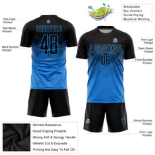 Laden Sie das Bild in den Galerie-Viewer, Custom Powder Blue Black Sublimation Soccer Uniform Jersey

