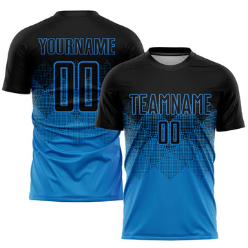 Custom Blue Black Sublimation Soccer Uniform Jersey