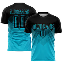 Load image into Gallery viewer, Custom Lakes Blue Black Sublimation Soccer Uniform Jersey
