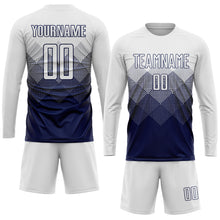 Laden Sie das Bild in den Galerie-Viewer, Custom Navy White Sublimation Soccer Uniform Jersey
