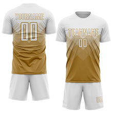 Laden Sie das Bild in den Galerie-Viewer, Custom Old Gold White Sublimation Soccer Uniform Jersey
