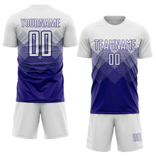 Загрузить изображение в средство просмотра галереи, Custom White Dark Purple Sublimation Soccer Uniform Jersey
