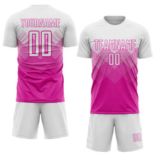 Laden Sie das Bild in den Galerie-Viewer, Custom Deep Pink White Sublimation Soccer Uniform Jersey
