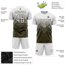 Laden Sie das Bild in den Galerie-Viewer, Custom Olive White Sublimation Salute To Service Soccer Uniform Jersey
