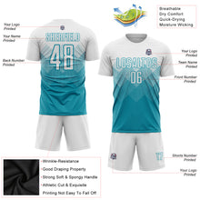 Laden Sie das Bild in den Galerie-Viewer, Custom Teal White Sublimation Soccer Uniform Jersey
