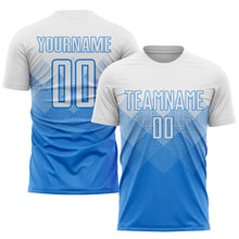 Laden Sie das Bild in den Galerie-Viewer, Custom Powder Blue White Sublimation Soccer Uniform Jersey
