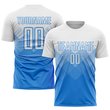 Custom Powder Blue White Sublimation Soccer Uniform Jersey