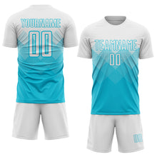 Laden Sie das Bild in den Galerie-Viewer, Custom Lakes Blue White Sublimation Soccer Uniform Jersey
