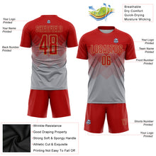 Laden Sie das Bild in den Galerie-Viewer, Custom Gray Red-Old Gold Sublimation Soccer Uniform Jersey
