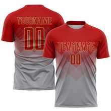 Laden Sie das Bild in den Galerie-Viewer, Custom Gray Red-Old Gold Sublimation Soccer Uniform Jersey
