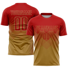 Laden Sie das Bild in den Galerie-Viewer, Custom Old Gold Red Sublimation Soccer Uniform Jersey
