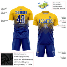 Load image into Gallery viewer, Custom Gold Royal-White Sublimation Soccer Uniform Jersey
