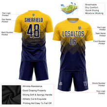 Load image into Gallery viewer, Custom Gold Navy-White Sublimation Soccer Uniform Jersey
