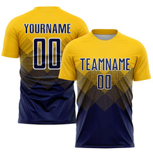 Load image into Gallery viewer, Custom Gold Navy-White Sublimation Soccer Uniform Jersey
