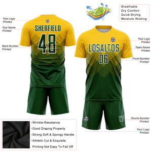 Custom Gold Green-White Sublimation Soccer Uniform Jersey