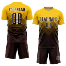 Laden Sie das Bild in den Galerie-Viewer, Custom Gold Brown-White Sublimation Soccer Uniform Jersey

