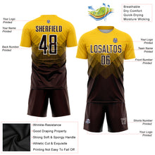 Laden Sie das Bild in den Galerie-Viewer, Custom Gold Brown-White Sublimation Soccer Uniform Jersey
